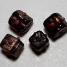 Vintage Purple Square Lampwork Set 4 Glass Bead Finding