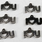 Vintage Lot 6 Silver I Heart U Tiny Pendant Findings  Jewelry Making