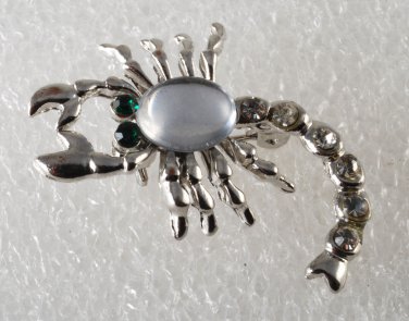 Madison & Max Scorpion Pin New In Box Gem Rhinestone Green Eyes