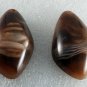 Vintage Pair Lucite Flat Back Pendant Milky Stripe Brown Jewelry Making Pair