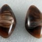 Vintage Pair Lucite Flat Back Pendant Milky Stripe Brown Jewelry Making Pair