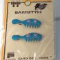 Vintage Tip Top Hair Barrette Enamel Comb Pair Faberge Wire Back Blue NOC