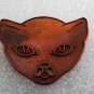 Vintage Pair Cat Face Stampings Brass/Copper 38mm Glueing Jewelry Making