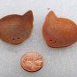 Vintage Pair Cat Face Stampings Brass/Copper 38mm Glueing Jewelry Making