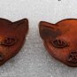 Vintage Pair Cat Face Stampings Brass/Copper 38mm Glueing Jewelry Making