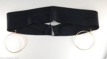 Vintage Mamselle Stetchy Black Chiffon 1950's HeadBand Earrings Attached