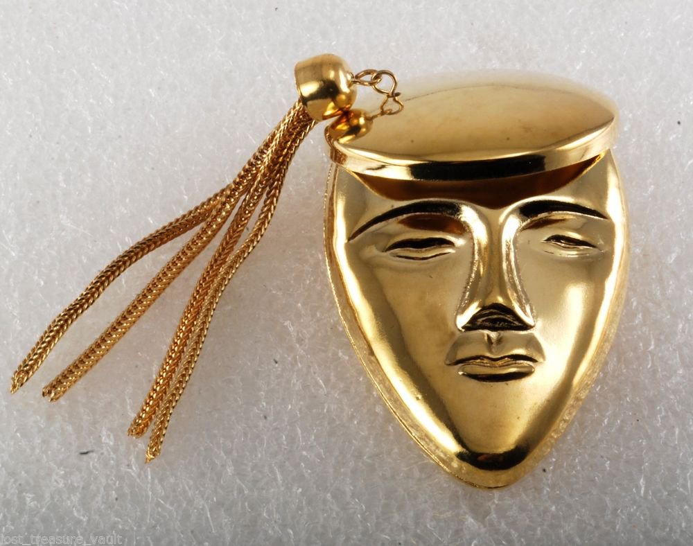 Vintage Pin Brooch Face Hat Tassel Woman Gold Plated Accessorie