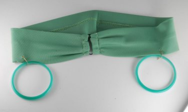 Vintage Mamselle Stetchy Green Chiffon 1950's HeadBand Earrings Attached