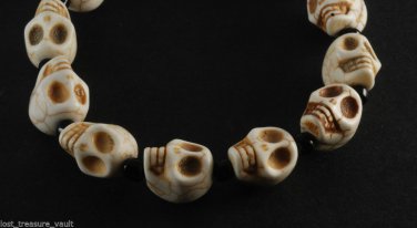 Off White Color Howlite Stone Skull Adjustable Bracelet
