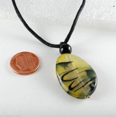 Agate Stone Pendant Adjustable Black Cord  Necklace Jewelry