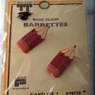 Vintage Tip Top Hair Barrette Enamel Pencil Pair Faberge Wire Back Red NOC