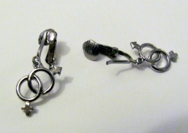 Vintage Silver Metal Clip On Earring Male Female Symbol