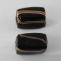 Vintage Set of 2 BLack Striped Rectangle Blocks  Drilled Through Glass Beads
