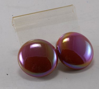 Vintage Red Pearlized Button Clip On Earring Jewelry