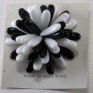Vintage Made Hong Kong Black White Plastic Petal Brooch