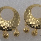 Vintage Pair Hammered Metal Filigree Ball Pendants