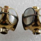 Vintage Gold Plated Metal Abalone Inlay Bead Finding Pair Jewelry Making