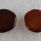 Vintage Flat Drilled Through Stone Chips Brown Tan Iridescent Bead Findings Pair