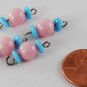 Vintage Set of 4 Pink and Blue Plastic Connector Beads Finding