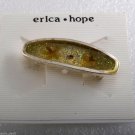 Designer Hair Barrette Erica Hope NOC Silver Tone Glitter Flower Yellow Enamel