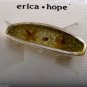 Designer Hair Barrette Erica Hope NOC Silver Tone Glitter Flower Yellow Enamel