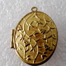 Vintage Oval Locket Raw Brass Vines 23x29mm Pendant Jewelry Making