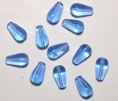Vintage Drilled Through Teardrop Blue Glass Beads Jewelry Making