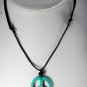 Dyed Howlite Stone Blue Peace Sign Adjustable Black Cord  Necklace Jewelry