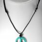 Dyed Howlite Stone Blue Peace Sign Adjustable Black Cord  Necklace Jewelry
