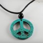 Dyed Howlite Stone Blue Peace Sign Adjustable Black Cord Necklace Jewelry