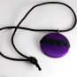 Vintage Purple Decorative Button Necklace 16" Tied Satin Cord Silver & Fabric