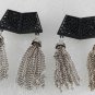 Vintage Pair Black & Silver Metal Tassels Shoe Clips SHoe Accessories