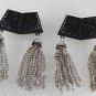 Vintage Pair Black & Silver Metal Tassels Shoe Clips SHoe Accessories
