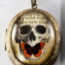 Victorian Style Brass Perfume Locket Emily Dickinson Quote Glass Dome Cabochon