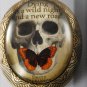 Victorian Style Brass Perfume Locket Emily Dickinson Quote Glass Dome Cabochon