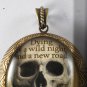 Victorian Style Brass Perfume Locket Emily Dickinson Quote Glass Dome Cabochon