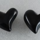 Vintage Pair Black Solid PLastic Curved Heart Finding Crafting Jewelry Making