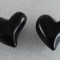 Vintage Pair Black Solid PLastic Curved Heart Finding Crafting Jewelry Making