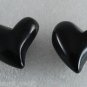 Vintage Pair Black Solid PLastic Curved Heart Finding Crafting Jewelry Making