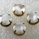 Vintage Milky White Glass Bead Brass Prong Setting Bead Finding 4
