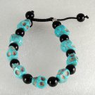 Blue Turquoise Color Howlite Stone Skull Adjustable Bracelet
