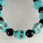 Blue Turquoise Color Howlite Stone Skull Adjustable Bracelet