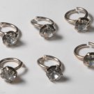 Vintage Set of 6 Madame Alexander Doll Rings Silver Tone Clear Glass Rhinestone