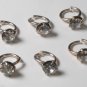 Vintage Set of 6 Madame Alexander Doll Rings Silver Tone Clear Glass Rhinestone