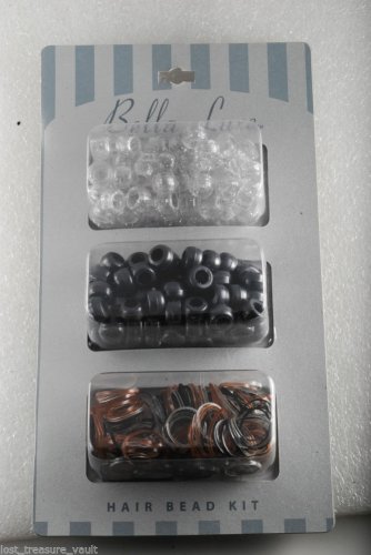 Bella Luxe Hair Bead Kit Plastic Beads and Elastics Hair Braiding Beading Kit