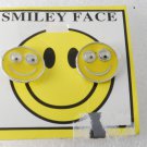 Vintage Smiley Face Earrings Wiggle Eyes New on Card Made in USA Silver Metal