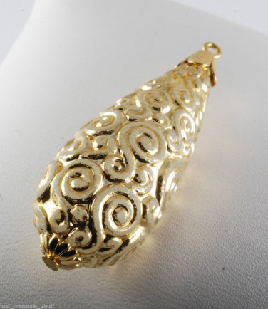 Vintage Gold Tone Metalized Plastic Swirly Pendant Jewelry Making