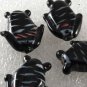 Vintage Set of 4 Black WHite Striped Fish Glass Bead Findings Drilled Through