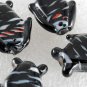 Vintage Set of 4 Black WHite Striped Fish Glass Bead Findings Drilled Through