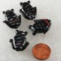 Vintage Set of 4 Black WHite Striped Fish Glass Bead Findings Drilled Through